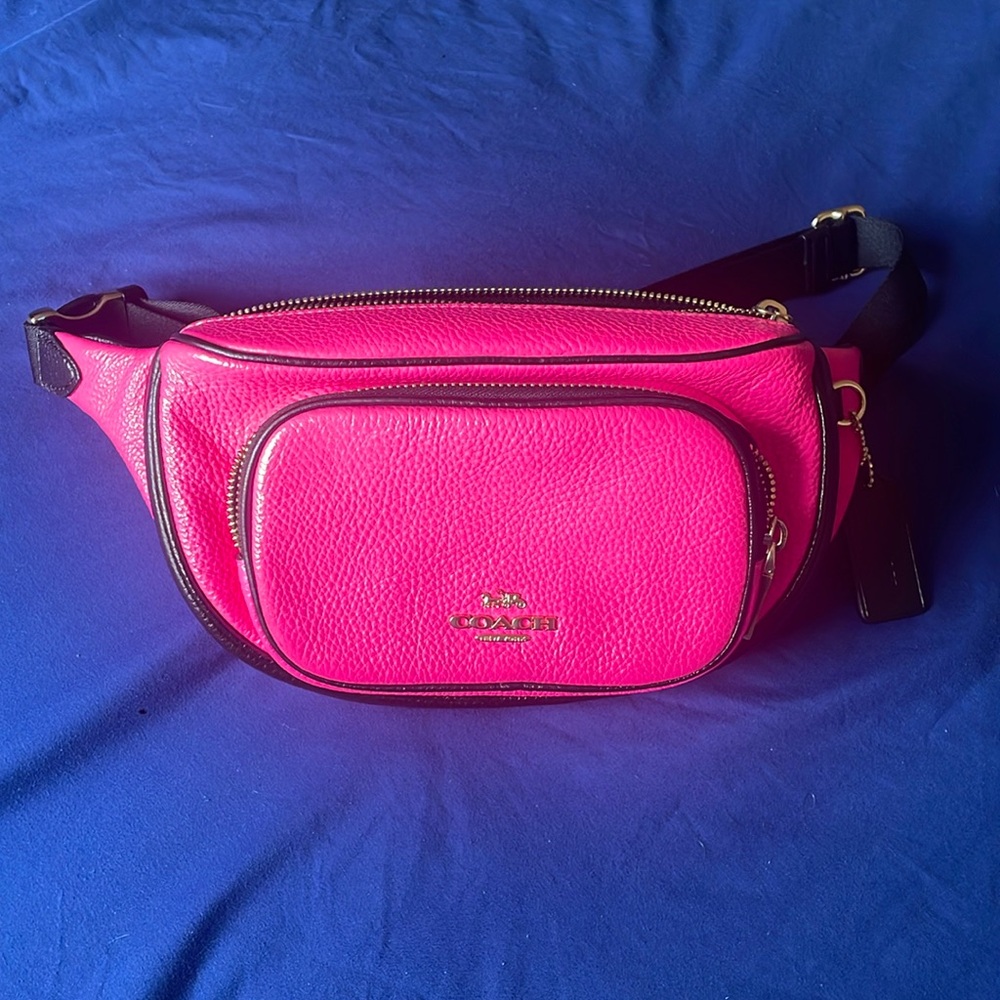 Pink and Black Coach fanny pack